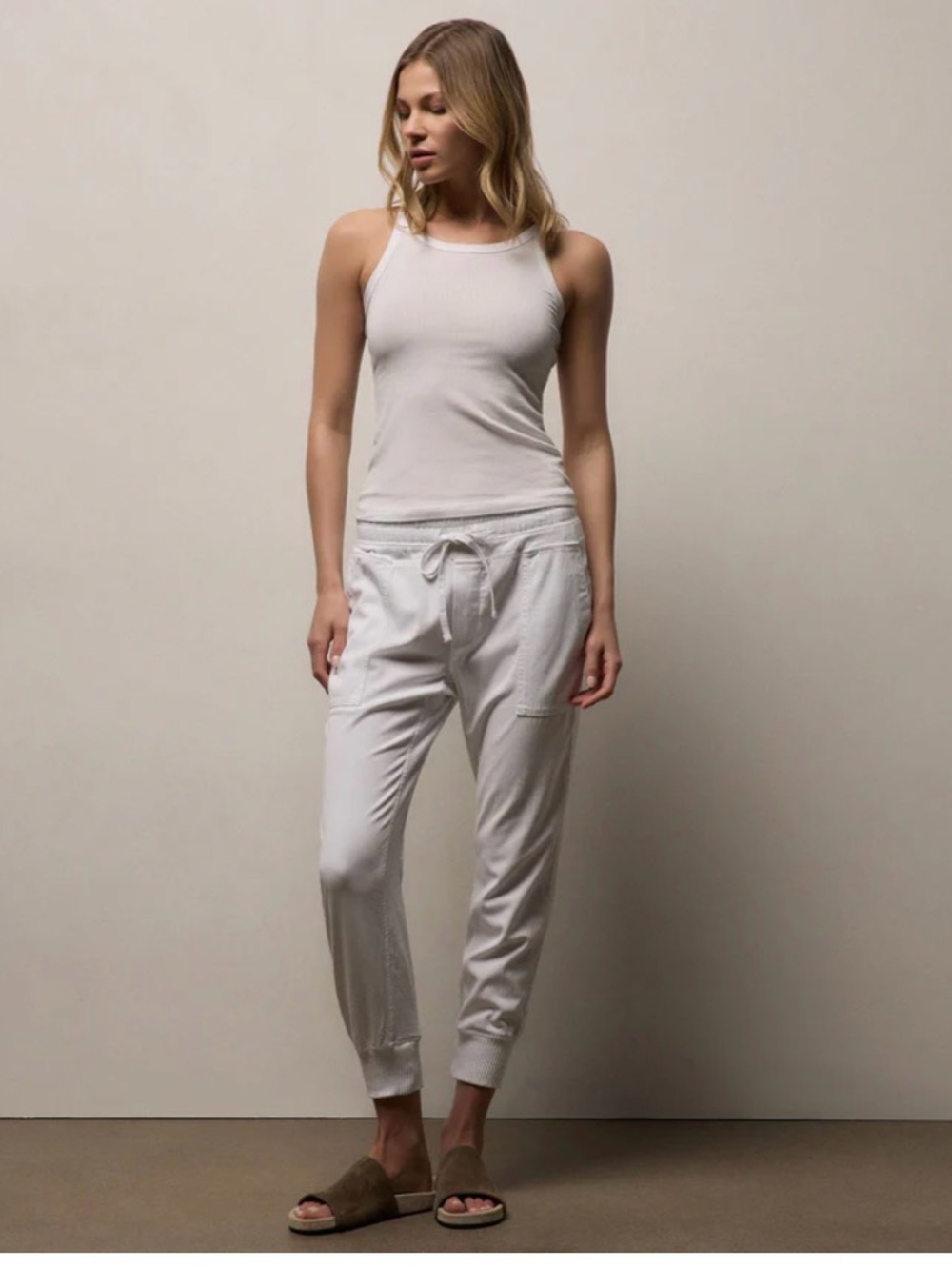 James Perse Mixed Media Jogger Pants in Light Beige women 0 - Picture 3 of 13